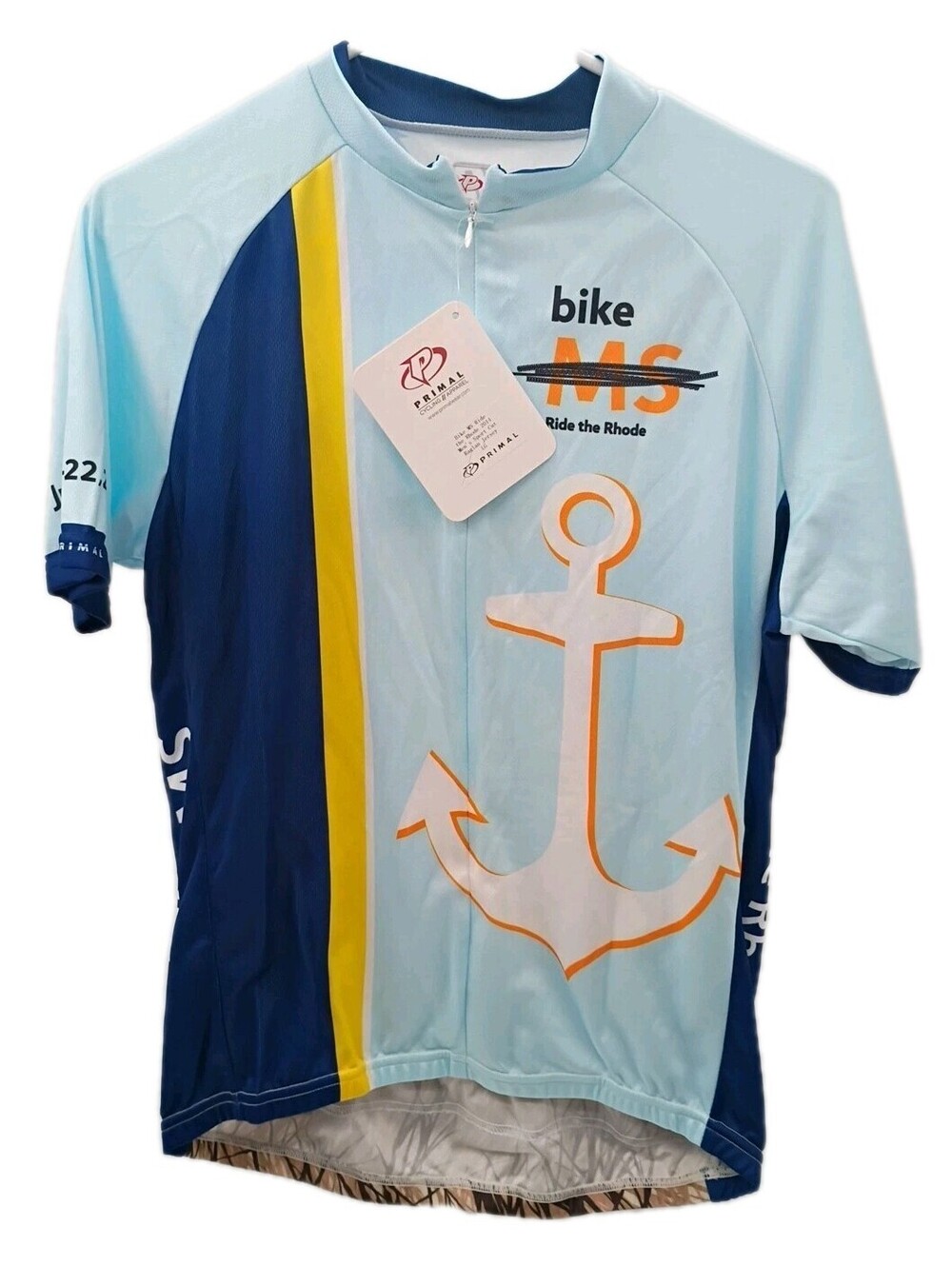 Primal Cycling Jersey Mens Large Blue Ride The Rhode Athletic Back Pocket